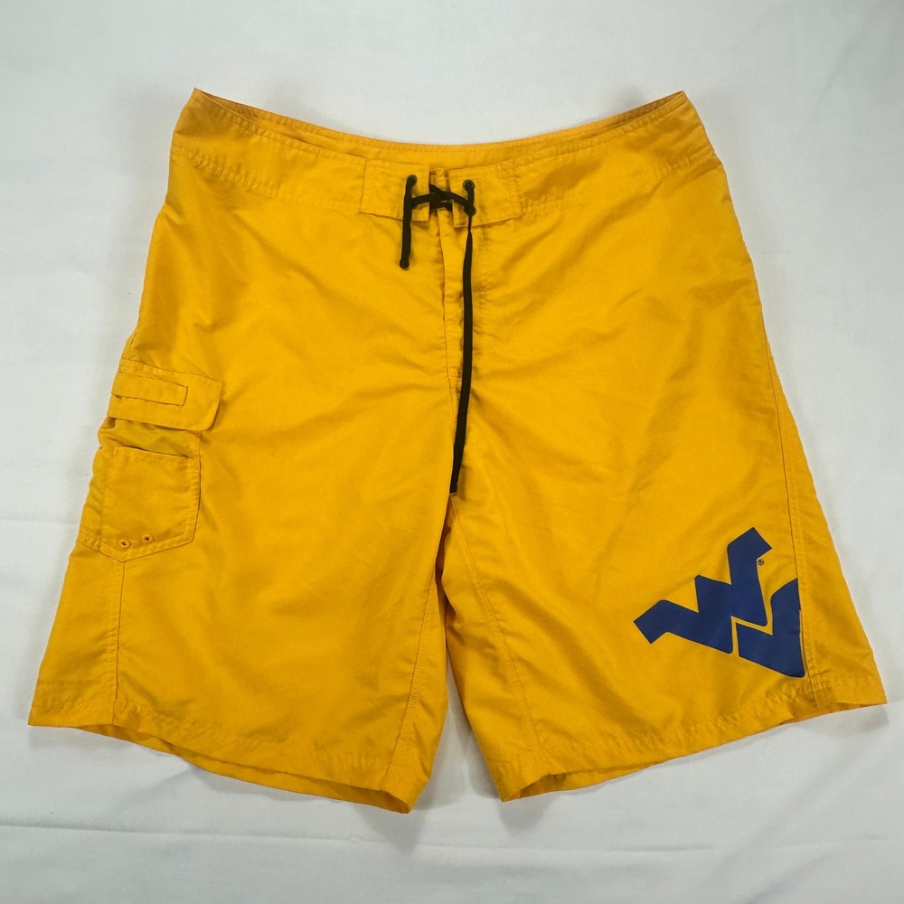 Columbia West Virginia‎ Mountaineers Board Shorts Men's Large Yellow Swim Trunks